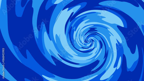 Vibrant Blue Swirl Effect with Abstract Water Vortex and Hypnotic Spiral Motion