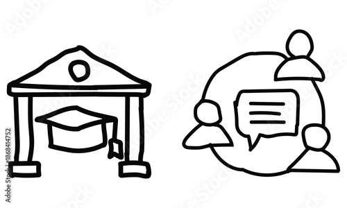 Business and Education Icons – Minimal Black and White Vector Symbols for Presentation and Data