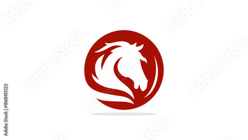 Принти на полотні Chinese New Year A red circle with a white horse head illustration