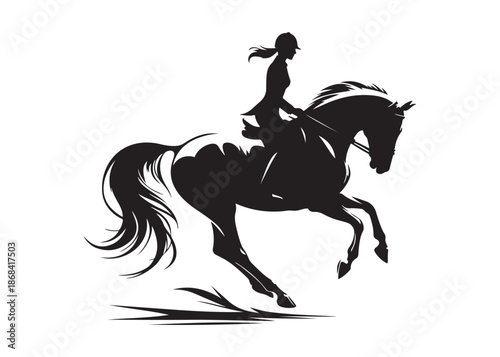 equestrian logo silhouette vector, horse equestrian logo design illustration, jumping horse racing logo vector silhouette, jumping horseman logo vector silhouette on white background