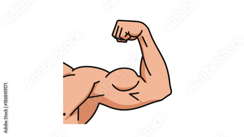 Strong Bicep Muscle Flexing Arm Illustration.