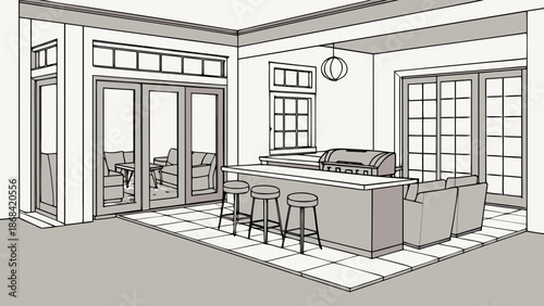 Modern and comfortable bedroom interior design with furniture and window in a luxury apartment