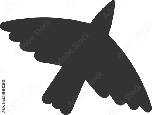 Bird Silhouette Flying Pose Scandi Doodle
