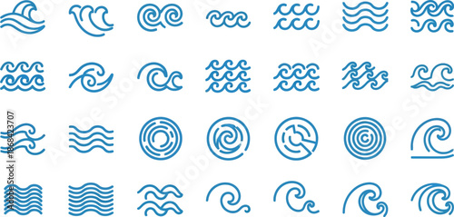 Ocean Wave Symbols and Icons