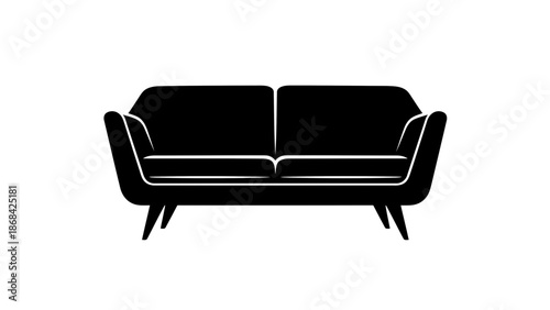 Black sofa on a white background