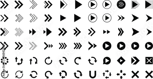 Various Directional Arrows and Play Buttons Icons