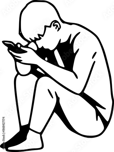 Modern Isolation Concept Person Playing on Cell Phone