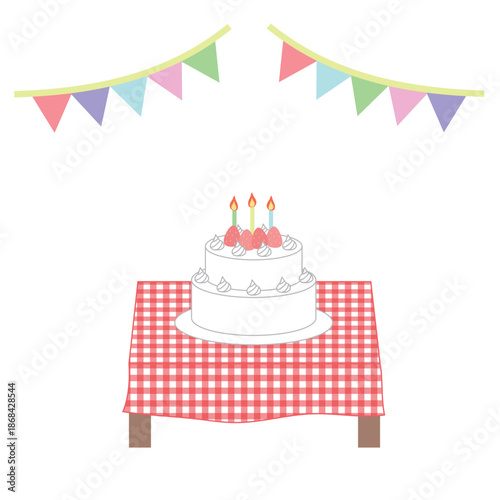 パーティー会場にある二段のケーキ