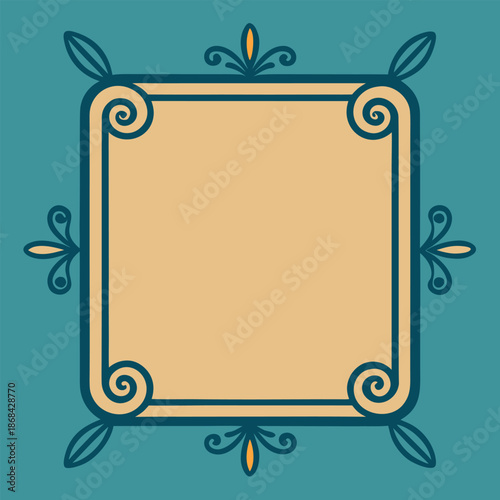 Frame with flowers and leaves, frame for decoration.