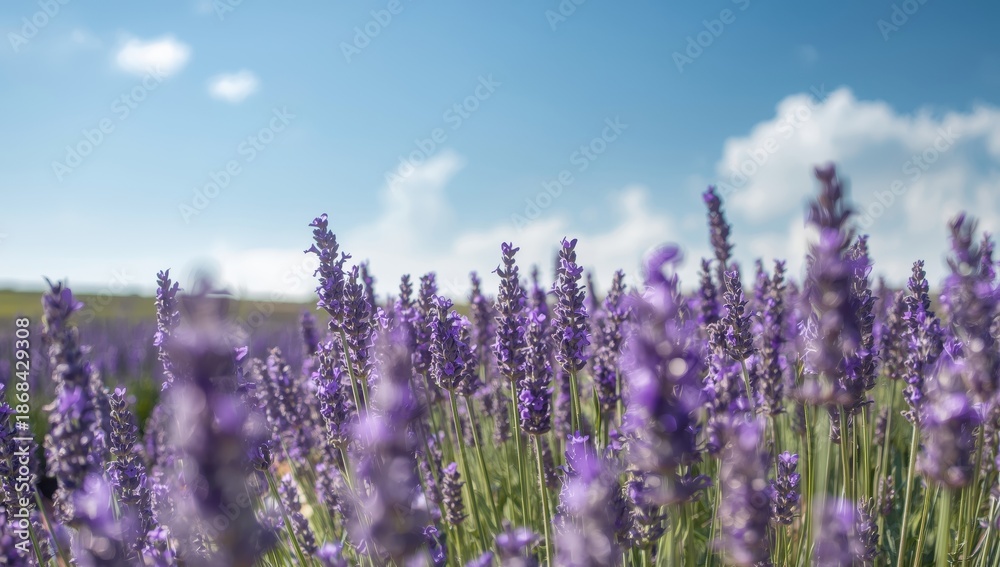 Obraz premium Lavender field under blue sky