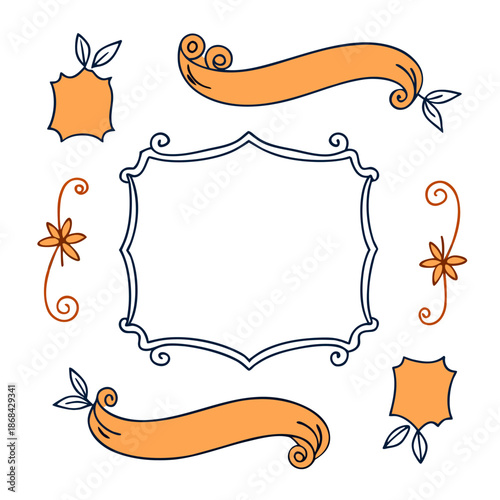 Set of hand drawn frames for banner, frames with flowers.