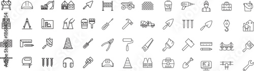 Construction line icon set . editable vector illustration.	
