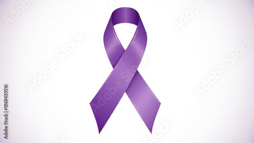 Purple awareness ribbon symbolizing support and solidarity on white background for social causes and health campaigns with purple ribbon and solidarity symbol