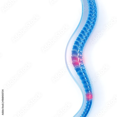 Spine with highlighted areas of pain