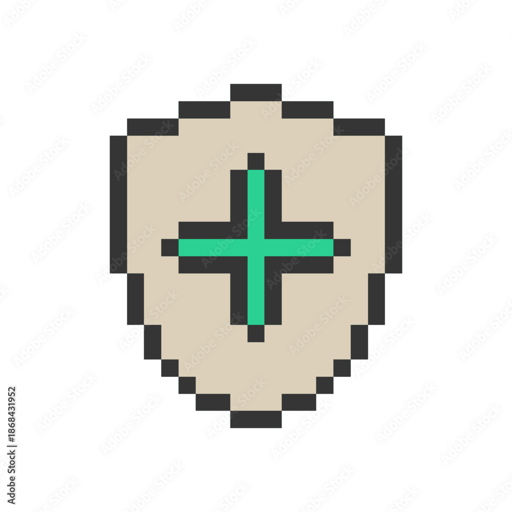 Fototapeta premium plus shield sign symbol pixel art