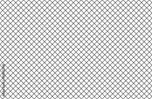 Black wire mesh grid pattern on white background, perfect for industrial design, construction material, metal texture, and abstract decoration.