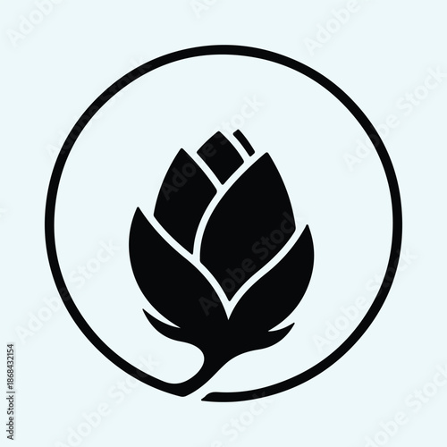 Silhouette Hop Cone Plant Bud Icon Emblem Logo Modern Design Vector Illustration