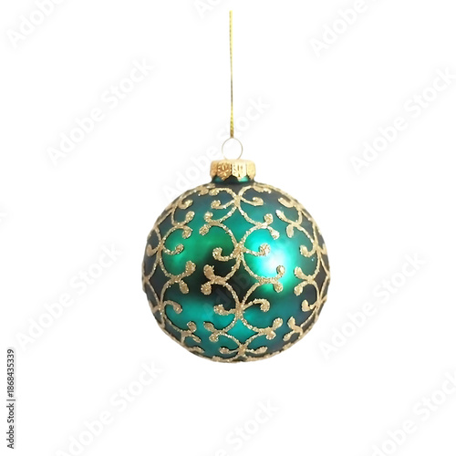 A single Christmas ornament ball on transparent background