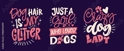 Dog bandana Print. Cute hand drawn doodle lettering quote about dog lovers. Lettering for t-shirt design, mug print, bag print, clothes fashion. 100% hand drawn vector image.
