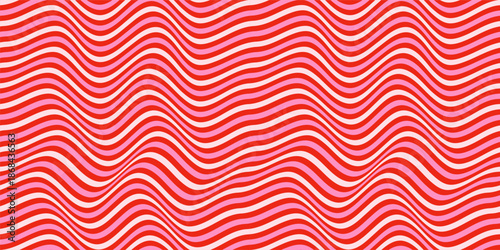 Red and pink wavy warped stripes vector seamless pattern for Valentine's Day backgrounds, graphic design and fabric