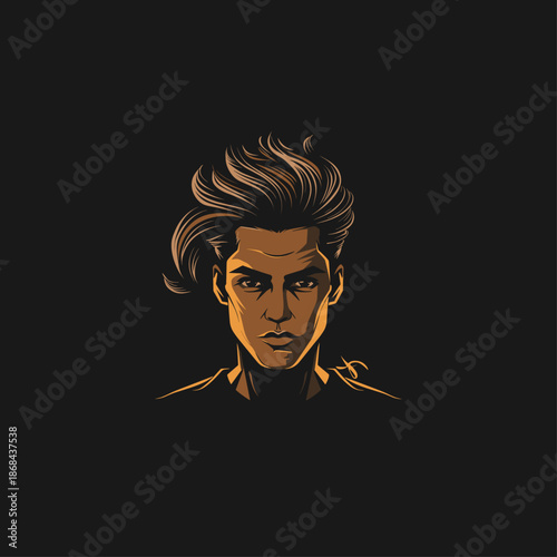 Young guy with cool hair illustration flat vector design