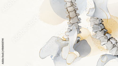 Minimalist Watercolor Spine Anatomy Background for Medical Websites, Orthopedic Education, Rehabilitation Clinics, and Healthcare Branding Projects