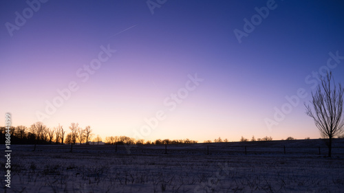 sunset in the snow