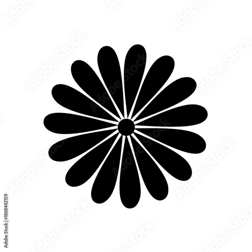 Flower Flat Black Vector Icon Minimal Botanical Symbol Illustration for Web App UI Design Logo and Graphic Elements