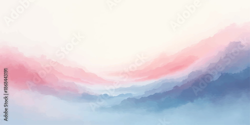 Abstract colorful watercolor sky with clouds and sunlight