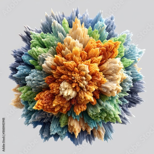 Abstract Fractal Geometric Explosion Colorful Digital Art