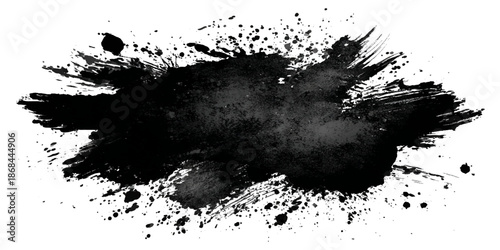 Abstract grunge brush stroke paint blot rough black texture .banner design artistic dirty splatter background .hand drawn ink stroke element for creative layout and artwork.