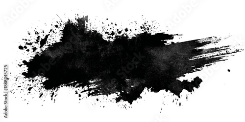 Abstract grunge brush stroke paint blot rough black texture .banner design artistic dirty splatter background .hand drawn ink stroke element for creative layout and artwork.