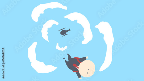 ビジネスイメージイラスト_スカイダイビングするビジネスマン