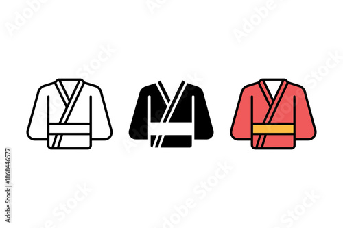 Martial Arts Gi Icon Set – Symbols of Discipline, Style, and Combat Tradition