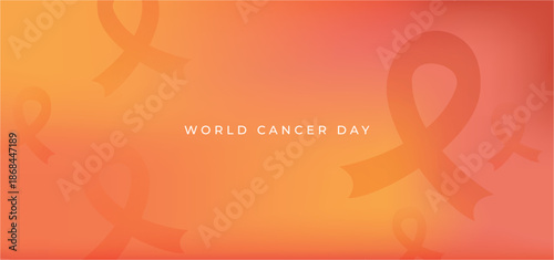 world cancer day. banner on orange background. International Day February 4