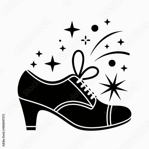 Stylish High Heel Shoe with Sparkling Stars Illustration