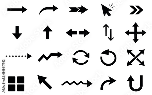 Modern arrow icons set featuring various navigation and direction symbols for web and user interface design