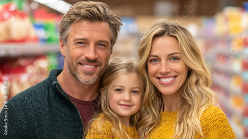 A happy family shopping in ...