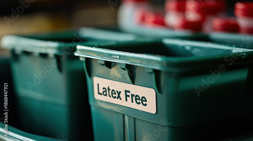 A metal tag "Latex Free" on...