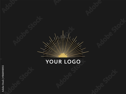 Logo Template with Sunburst Design Element.