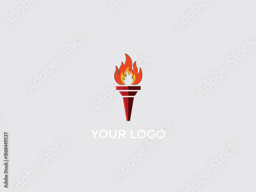 Torch with Flames Icon Graphic Design.