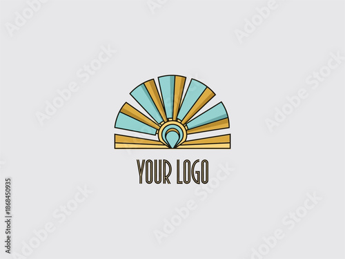 Colorful Sunburst Logo Design Template.