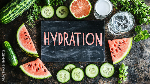 Text "HYDRATION" on a chalk...