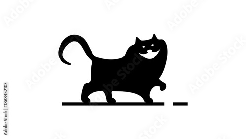 Cheshire Cat symbol, black isolated silhouette