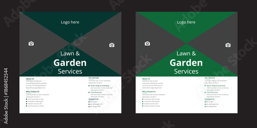 Lawn care social media post promotion template design Lawn garden or landscaping social media post,instagram banner and web banner template Premium Vector