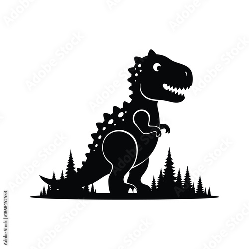 Playful dinosaur in forest Vector