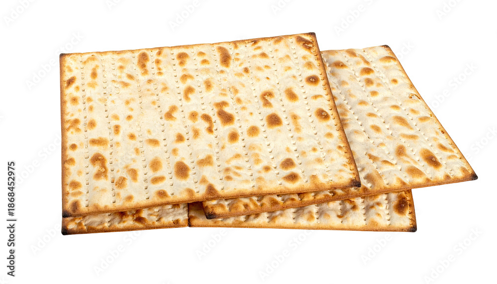Fototapeta premium Three layered, rectangular, unleavened flatbread with small, toasted spots