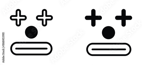 Colorful plus signs and circles in modern design.  plus and minus signs for interface design. Vibrant plus signs and circles in modern design elements. 