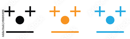 Colorful plus signs and circles in modern design.  plus and minus signs for interface design. Vibrant plus signs and circles in modern design elements. 