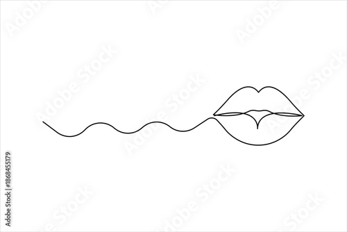 Lips continuous one line drawing art design